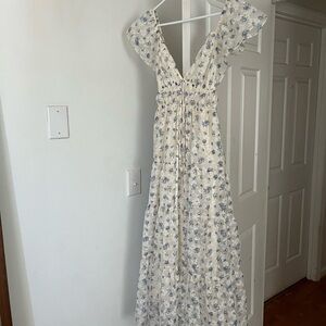 Altar'd State Blue And White Floral Maxi Dress